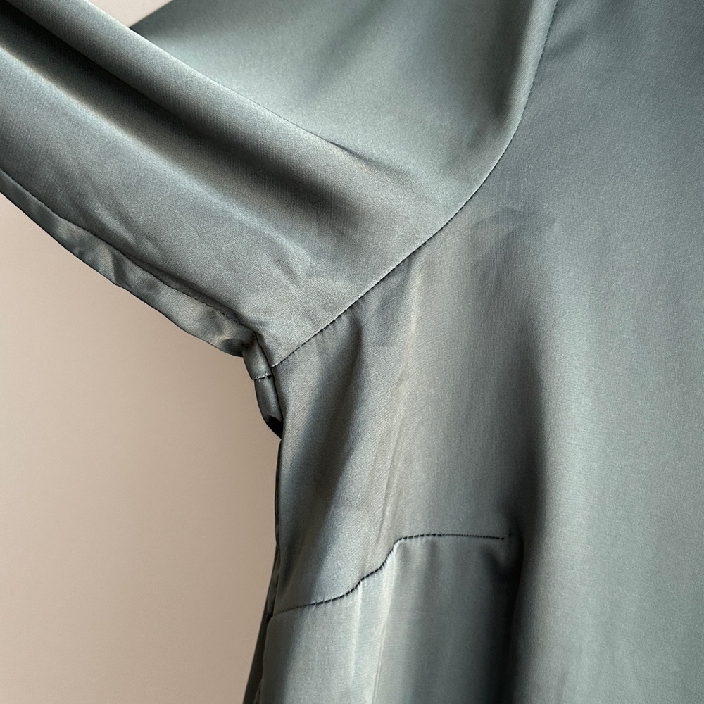 H&M Green Satin Button Down Shirt, Size Large - Picture 6 of 16